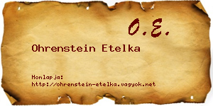 Ohrenstein Etelka névjegykártya